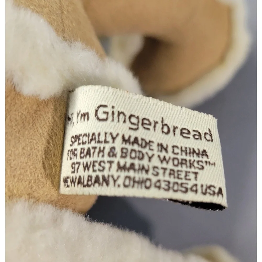 Bath & Body Works Gingerbread Plush Bear Suede Faux Fur Trim Tan Cream 12in